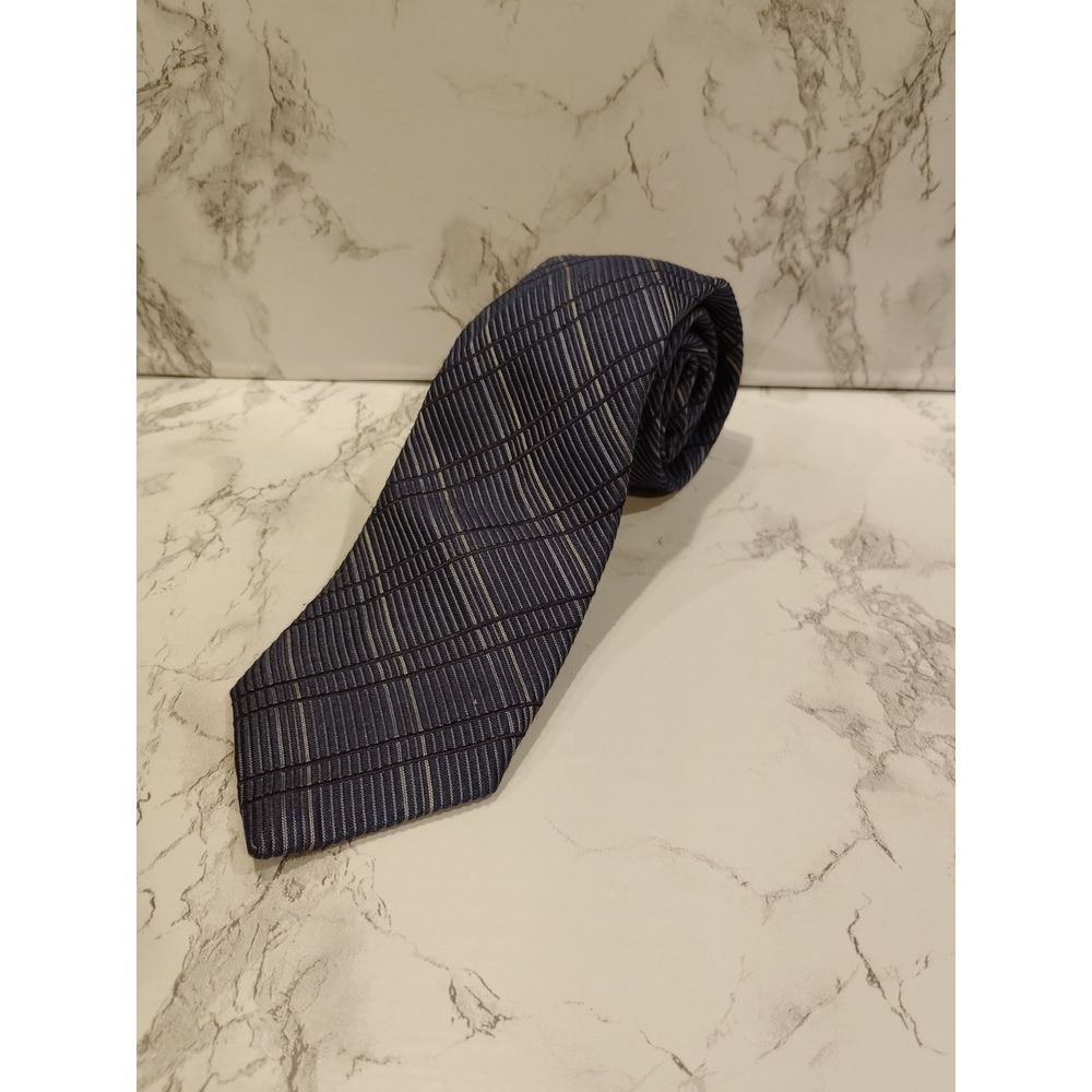 Calvin Klein Tie Graphite Navy Blue Classic Plaid Preppy